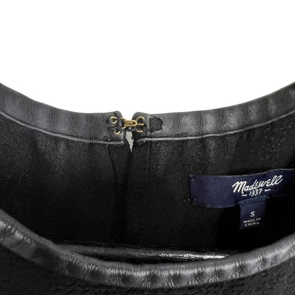 Madewell Black Leather Trim Tailored Tee Short Sleeve Top Small - Picture 3 of 6